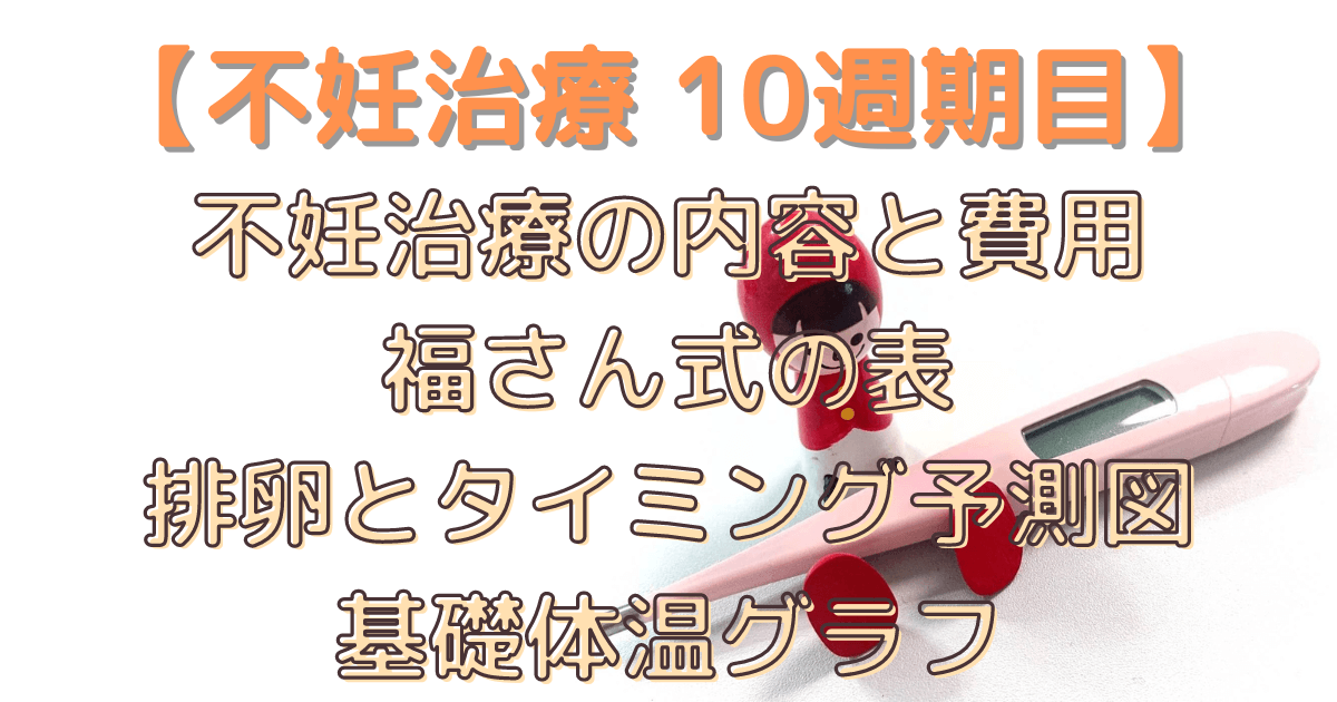 【不妊治療 10週期目】不妊治療の内容と費用、福さん式の表、排卵とタイミング予測図、基礎体温グラフ