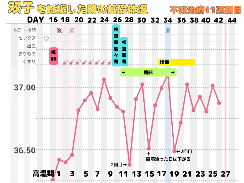 妊娠した時の基礎体温図
